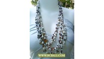 White Pearls and Shells Fashion Necklace with mix Beading